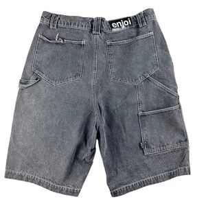 Y2K enjoi Carpenter Shorts Men 32 Gray Embroidered Logo Skateboarding Workwear